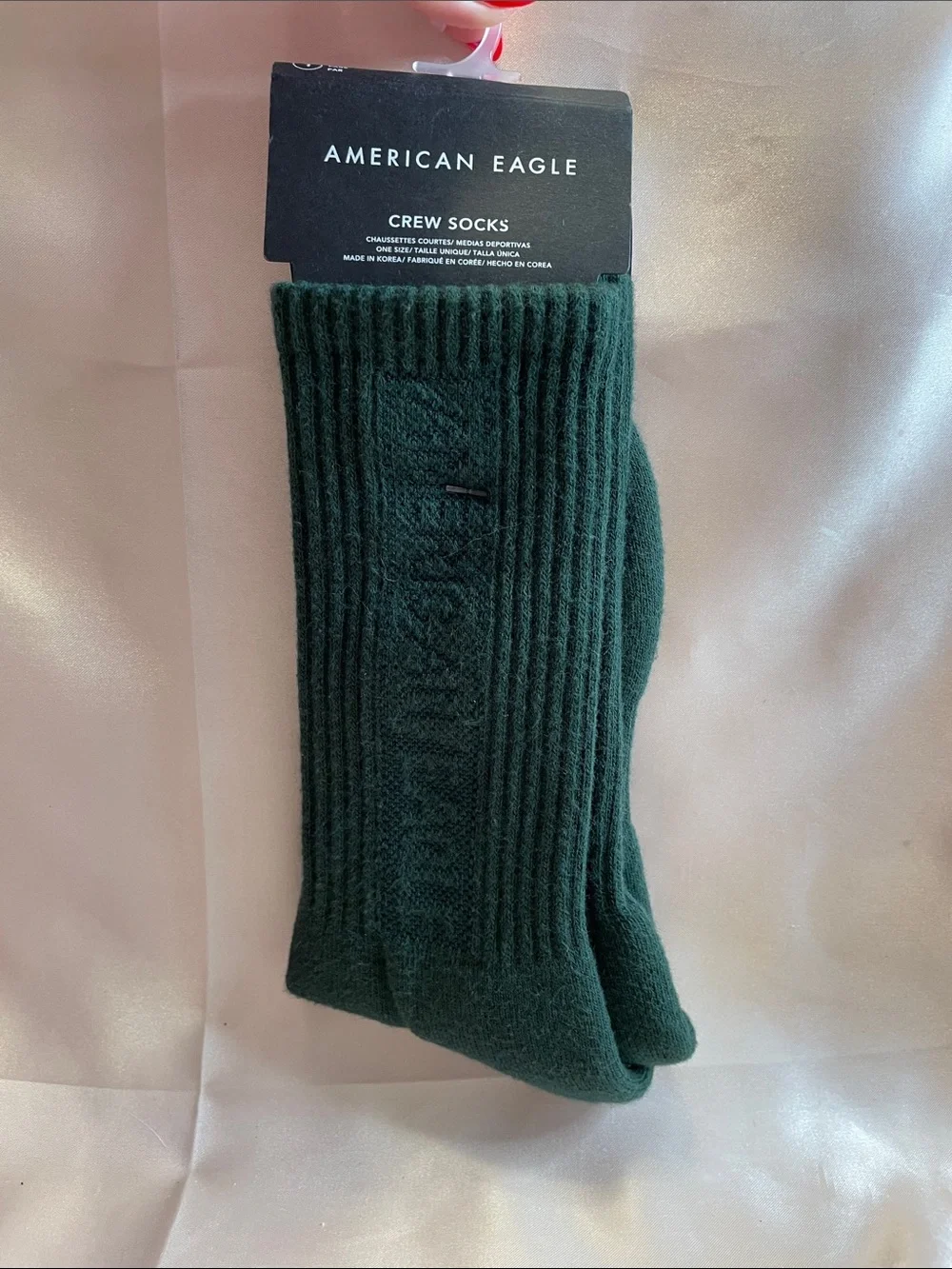 American Eagle Outfitters Dark Green Ribbed Crew Socks - NWT